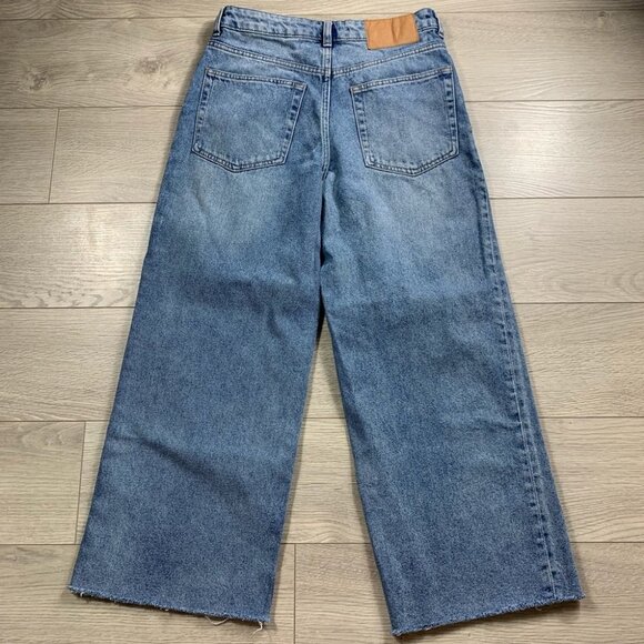 CHEAP MONDAY Ally Blue Gem High Waist Raw Hem Ankle Straight Jeans - Picture 4 of 16